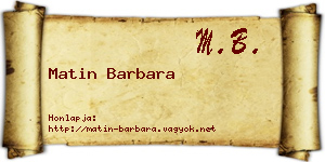 Matin Barbara névjegykártya
